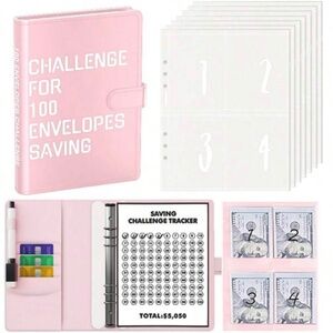 PINK 100 Money Savings Challenge A5 Money Binder Book Money Budget Book Budget